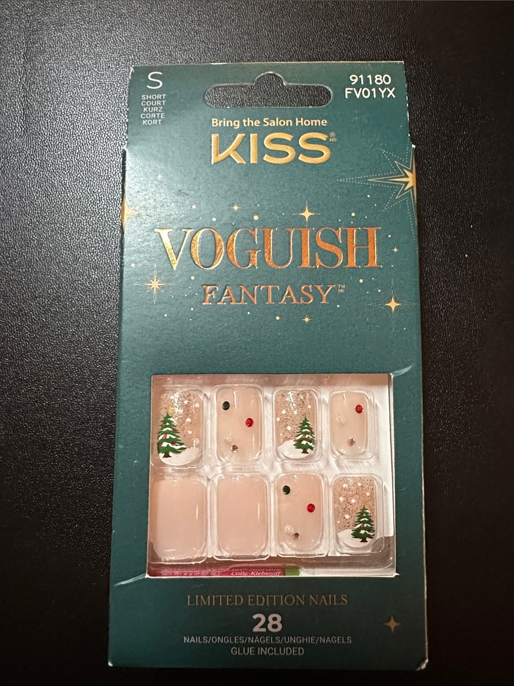 Kiss Voguish Fantasy Festive Pink & Green Press-On Nails